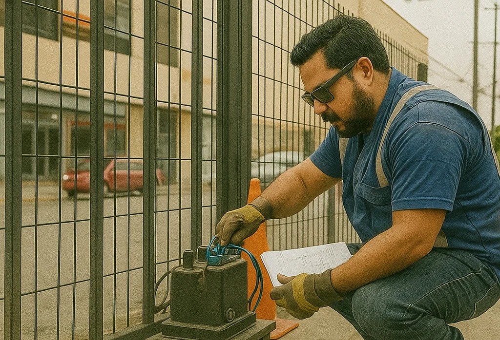 Técnico de mantención revisando panel eléctrico